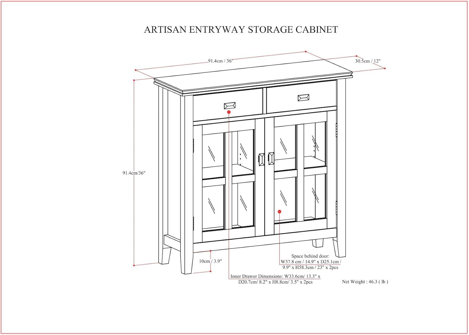 Simpli Home Artisan Solid Wood Entryway Storage Cabinet In Russet Brown