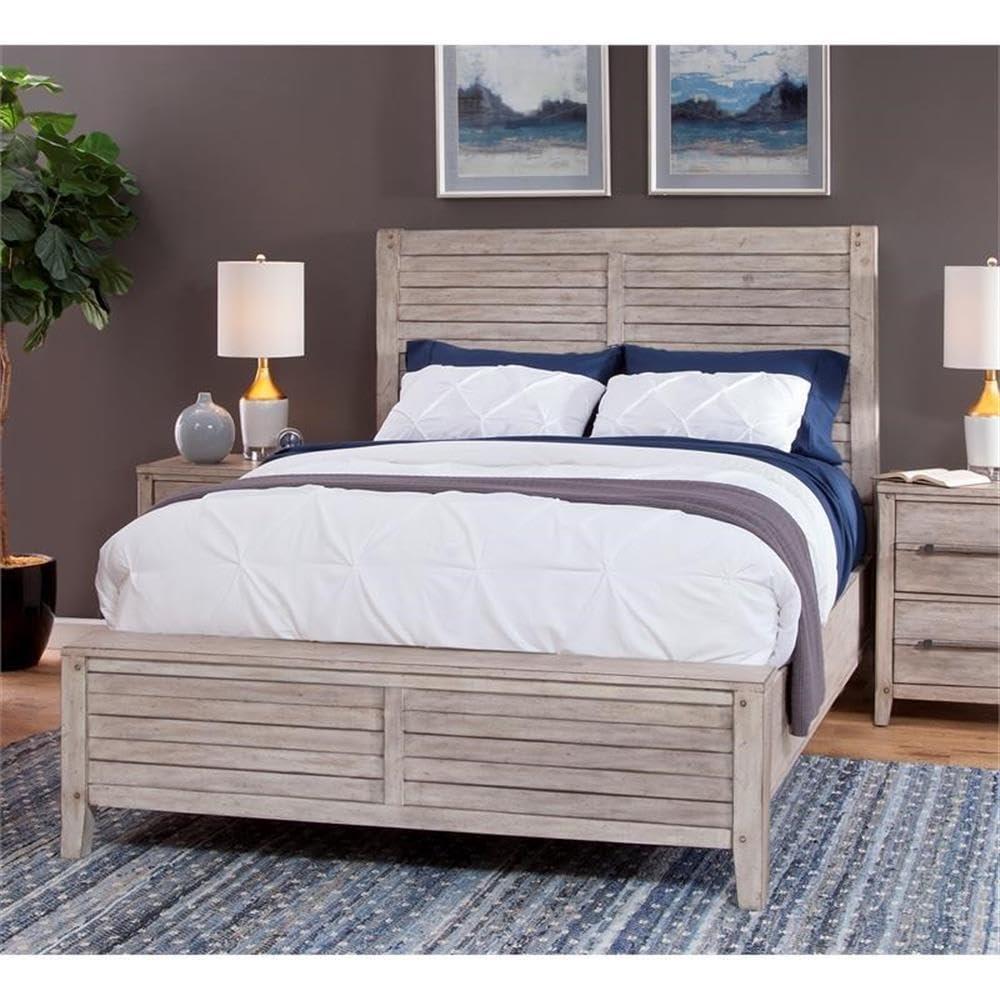 American Woodcrafters Aurora White-washed Wood King Double Panel Bed