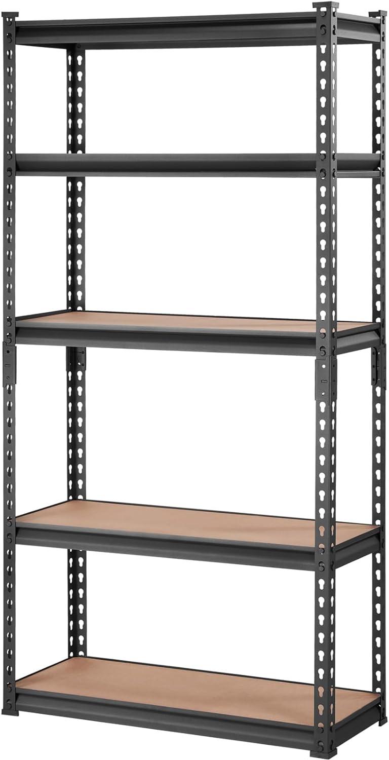 Black 5-Tier Adjustable Heavy Duty Metal Storage Shelving Unit