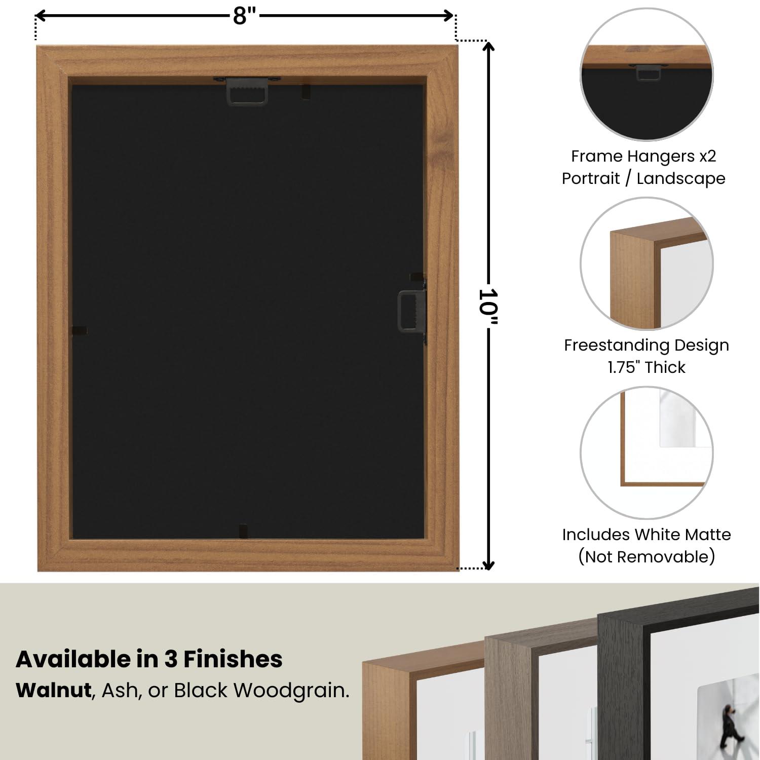 Torre & Tagus White Matted 5x7 Picture Frame Walnut Woodgrain, Engineered Wood Frame Gallery Mount Artwork Holder On Wall or Tabletop For Photos, Posters & Art Prints (Boulevard)