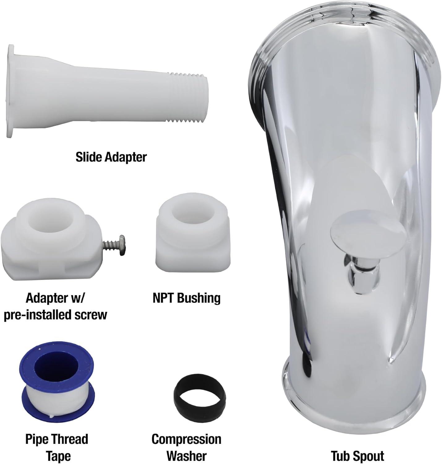 Danco 6 in. Decorative Tub Spout with Pull Up Diverter in Chrome (10315)