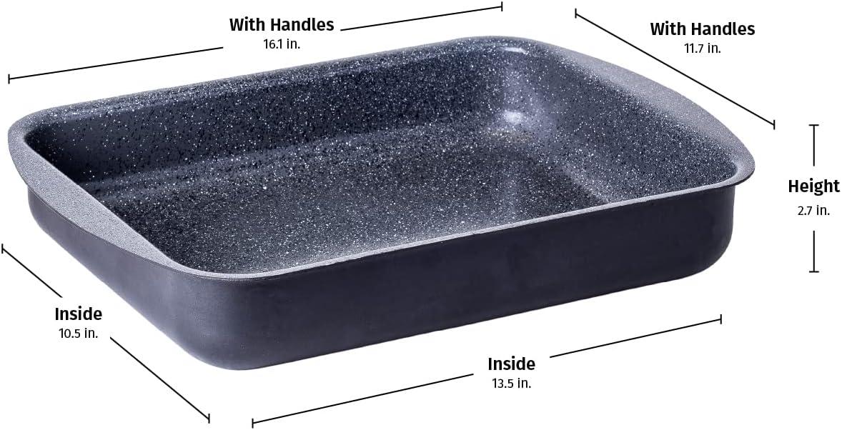 Black Ceramic Non-Stick Roasting Pan with Handles