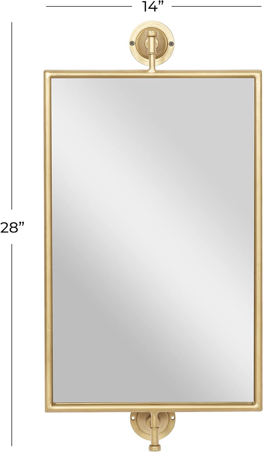 DecMode 14" x 28" Gold Dimensional Wall Mirror