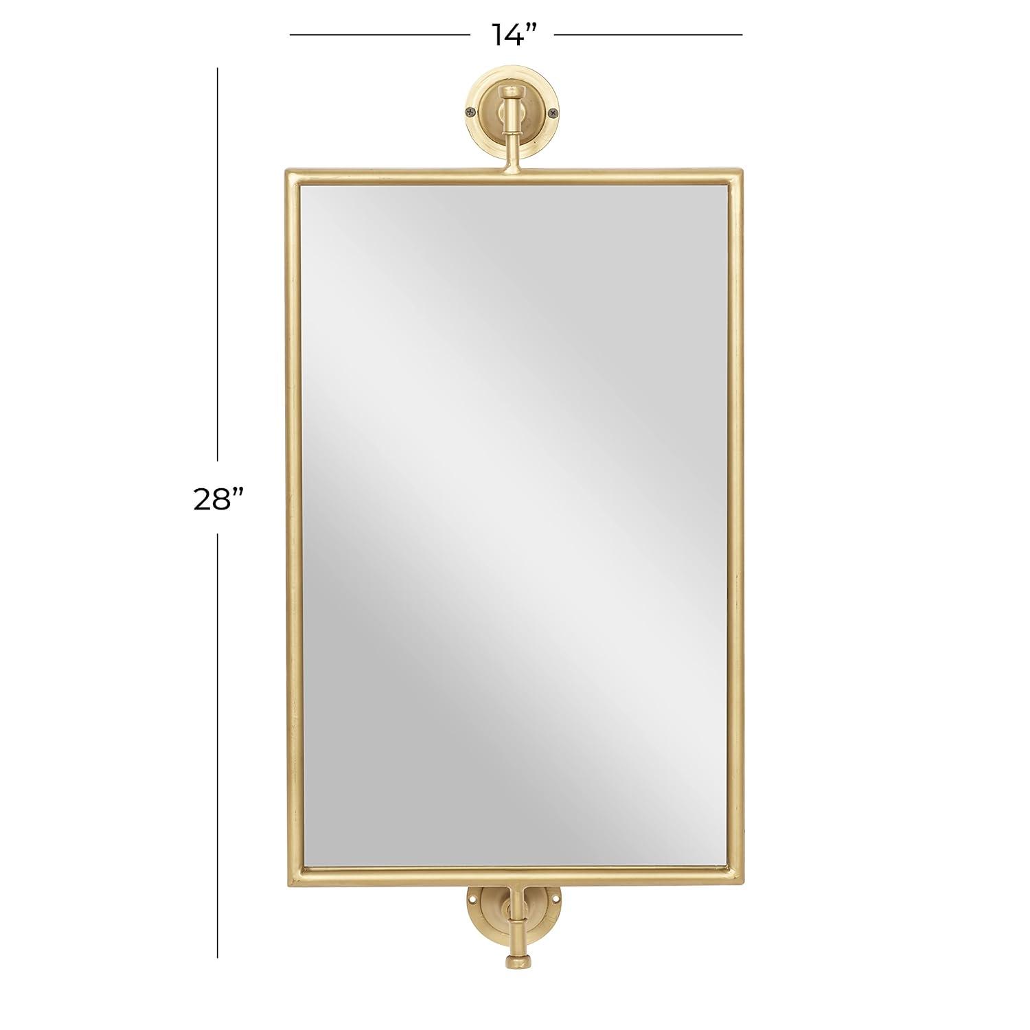 DecMode 14" x 28" Gold Dimensional Adjustable Wall Mirror