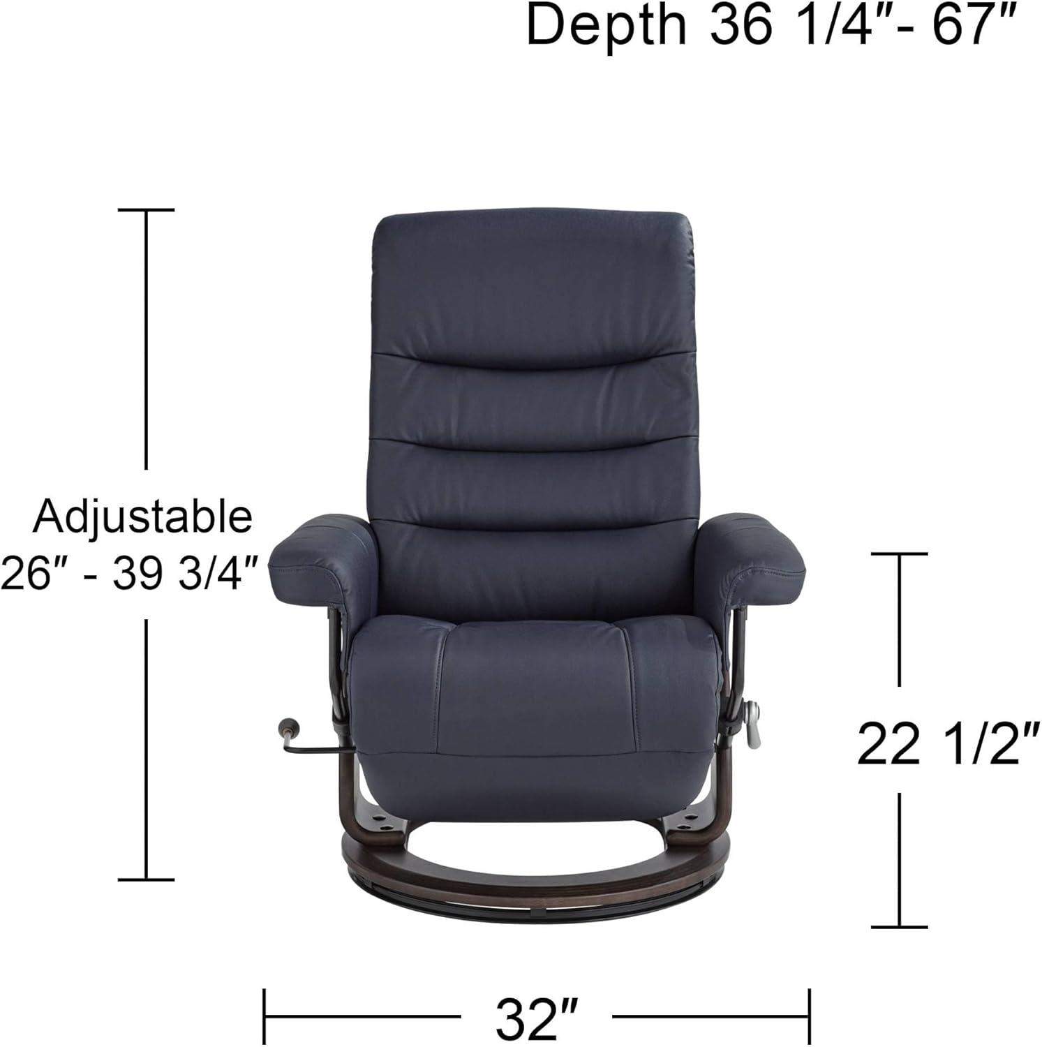 BenchMaster Camber Midnight Blue Faux Leather Adjustable Swivel Recliner