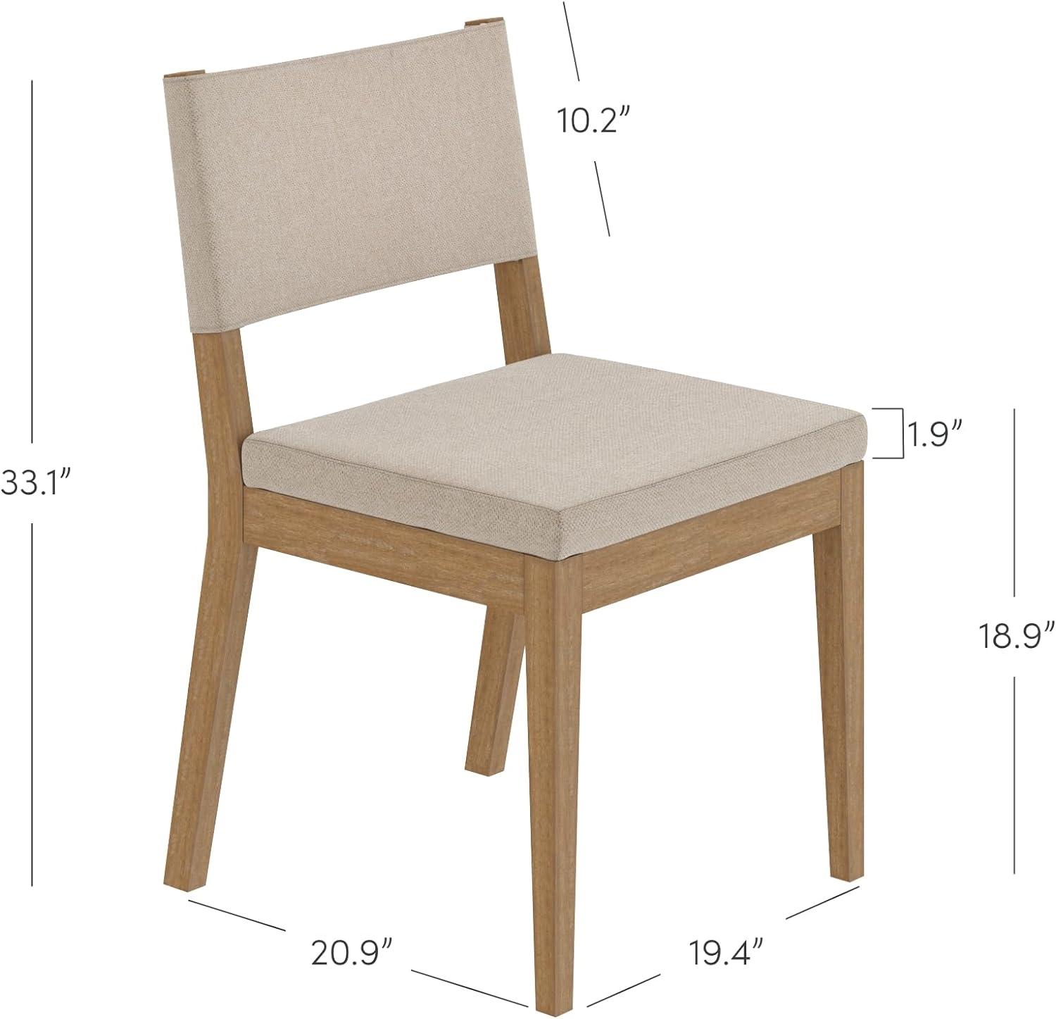 Linus Light Brown Upholstered Side Chair with Rubberwood Legs