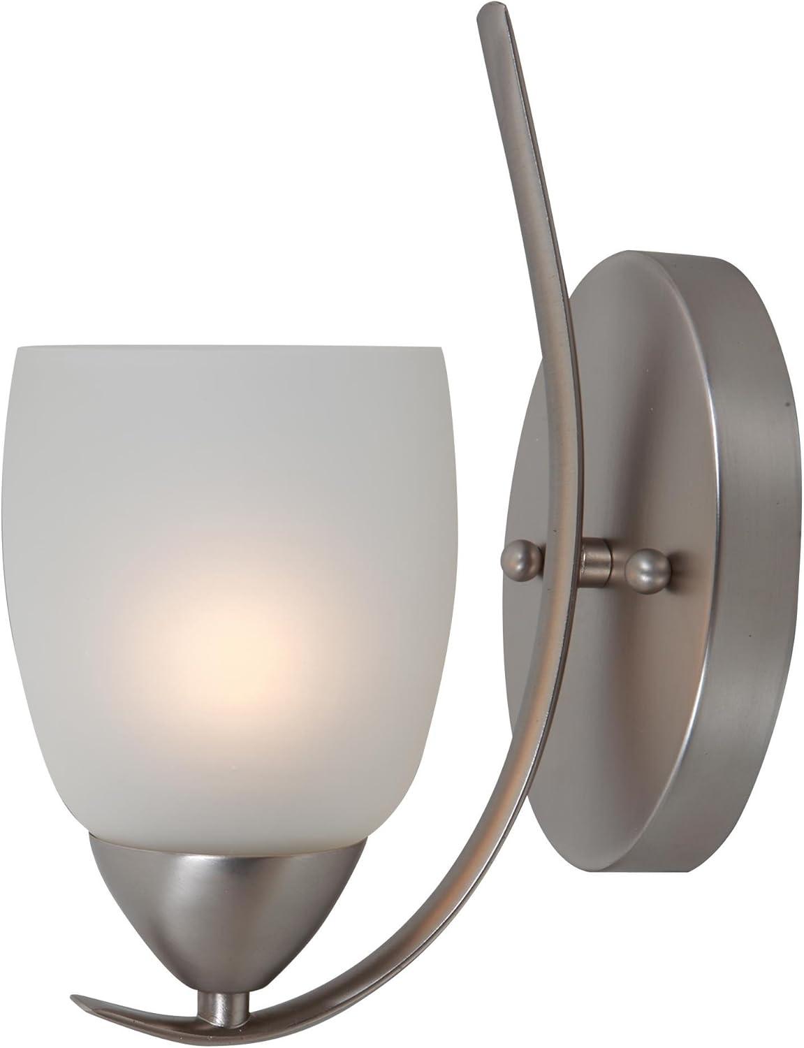 Yosemite 1-Light Wall Sconce - Brushed Nickel: Indoor Lighting, Modern Glass Shade, UL Listed, E26 Socket