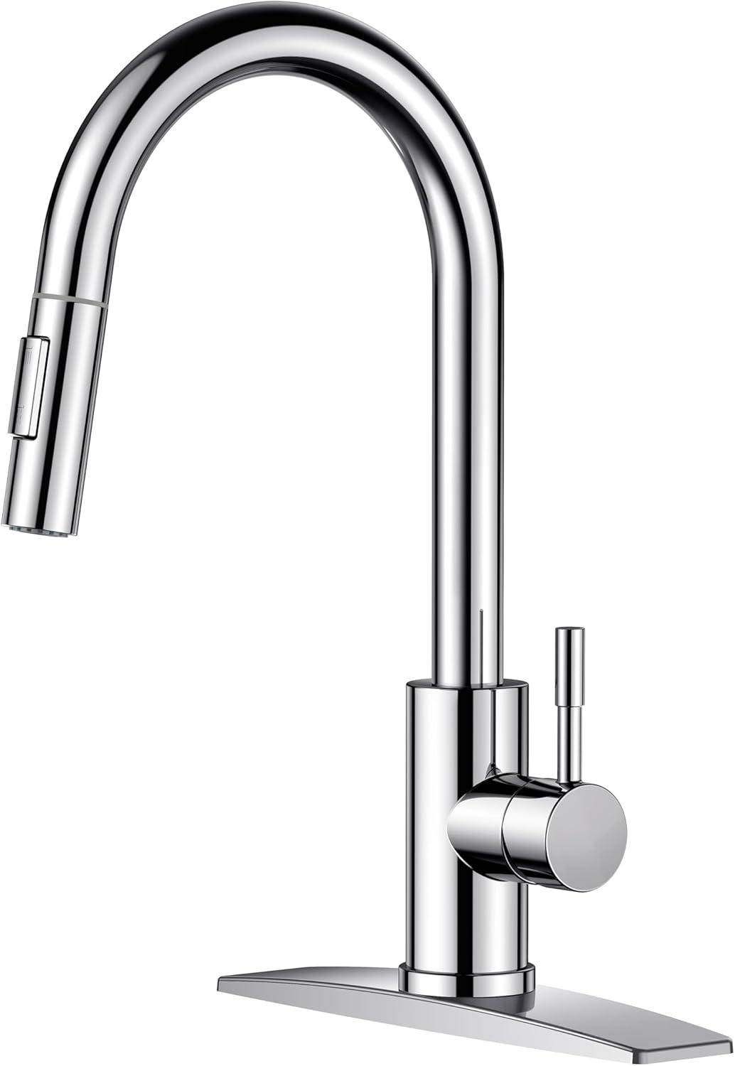 Chrome Stainless Steel Pull-Down Kitchen Faucet with Sprayer