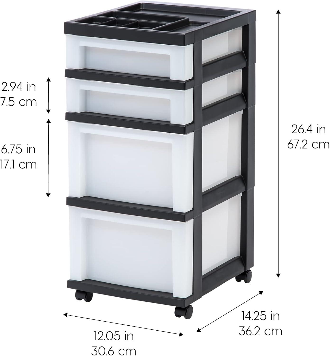 IRIS USA Plastic Rolling Storage Drawer Cart