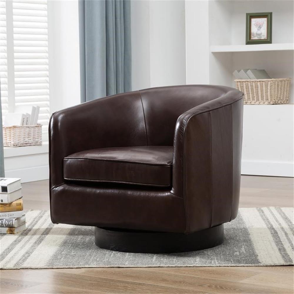 Cathy Leather Swivel Barrel Chair