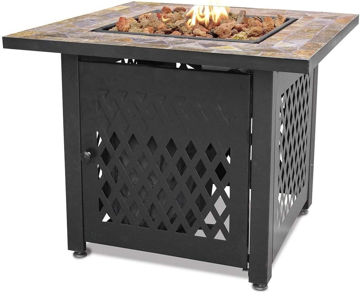 Slate and Steel Outdoor Gas Fire Pit Table