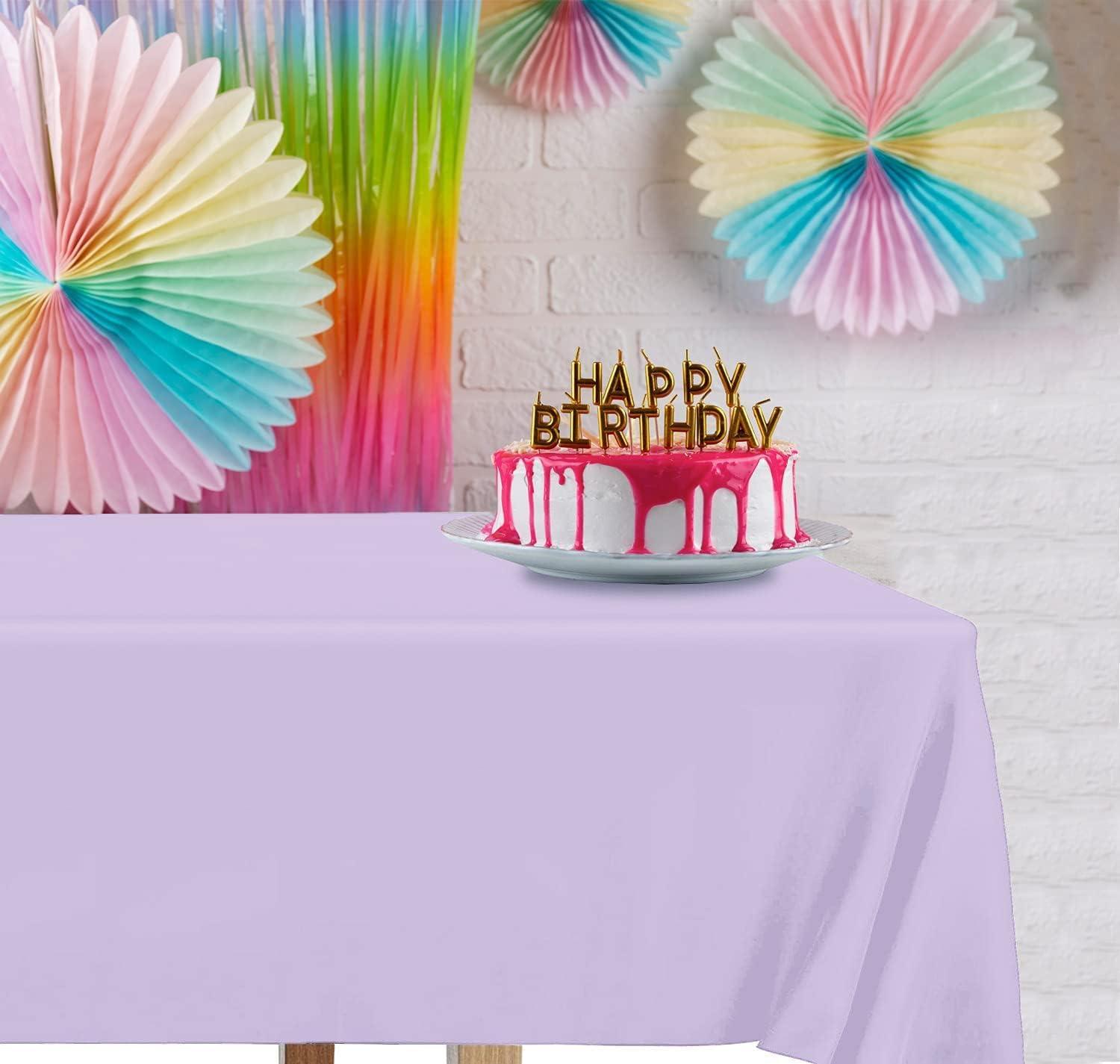 Crown Premium Quality Plastic Tablecloth 54 Inch. x 108 Inch. Rectangle - Lavender - 6 Pack