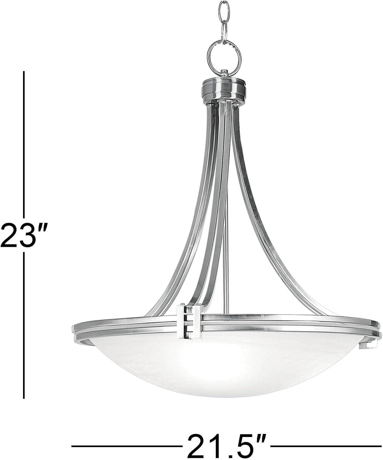 Brushed Nickel Pendant Chandelier with Marbled Glass Bowl