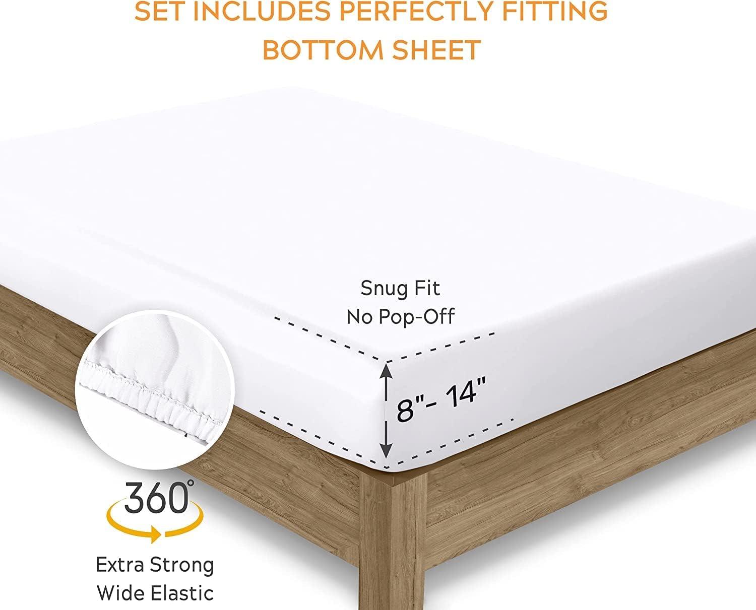 White Organic Cotton Queen Percale Deep Pocket Sheet Set