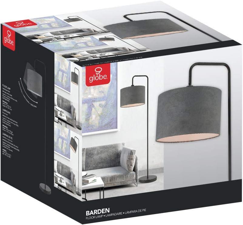 Globe Electric Barden 58" Black Floor Lamp with Dark Gray Velvet Shade Made of Metal Material