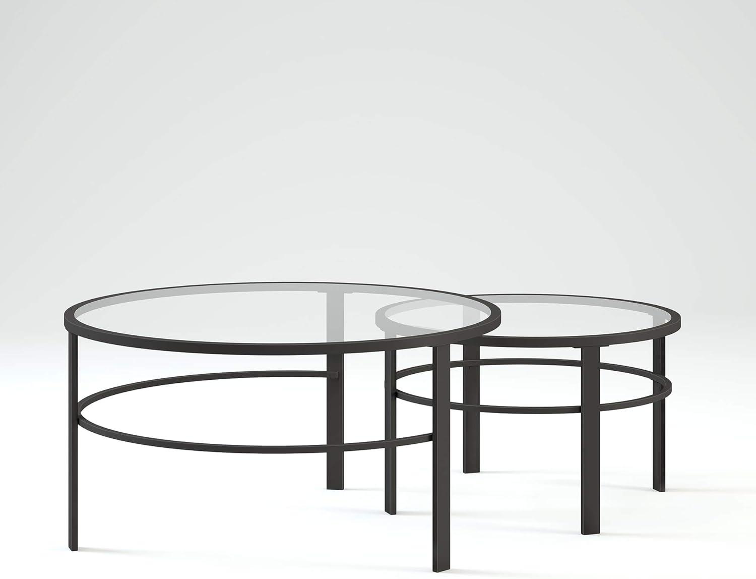 Evelyn&Zoe Gaia Round Nested Coffee Table, Blackened Bronze