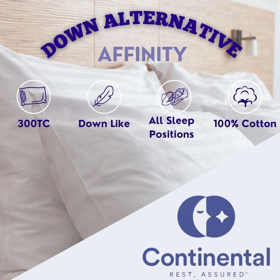 Continental Bedding Affinity 100% Cotton Down Alternative Polyester Bed Pillow - Standard Size - Set of 2