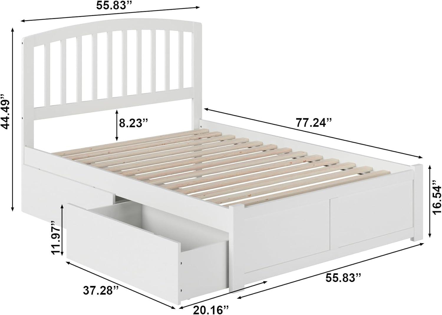Richmond Platform Bed with Flat Panel Foot Board and 2 Urban Bed Drawers in, Multiple Colors and Sizes