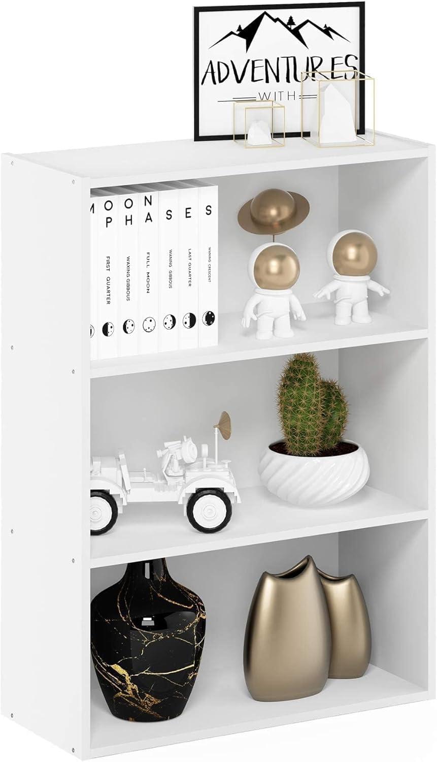 Furinno Pasir Contemporary Engineered Wood 3-Tier Open Shelf in Plain White