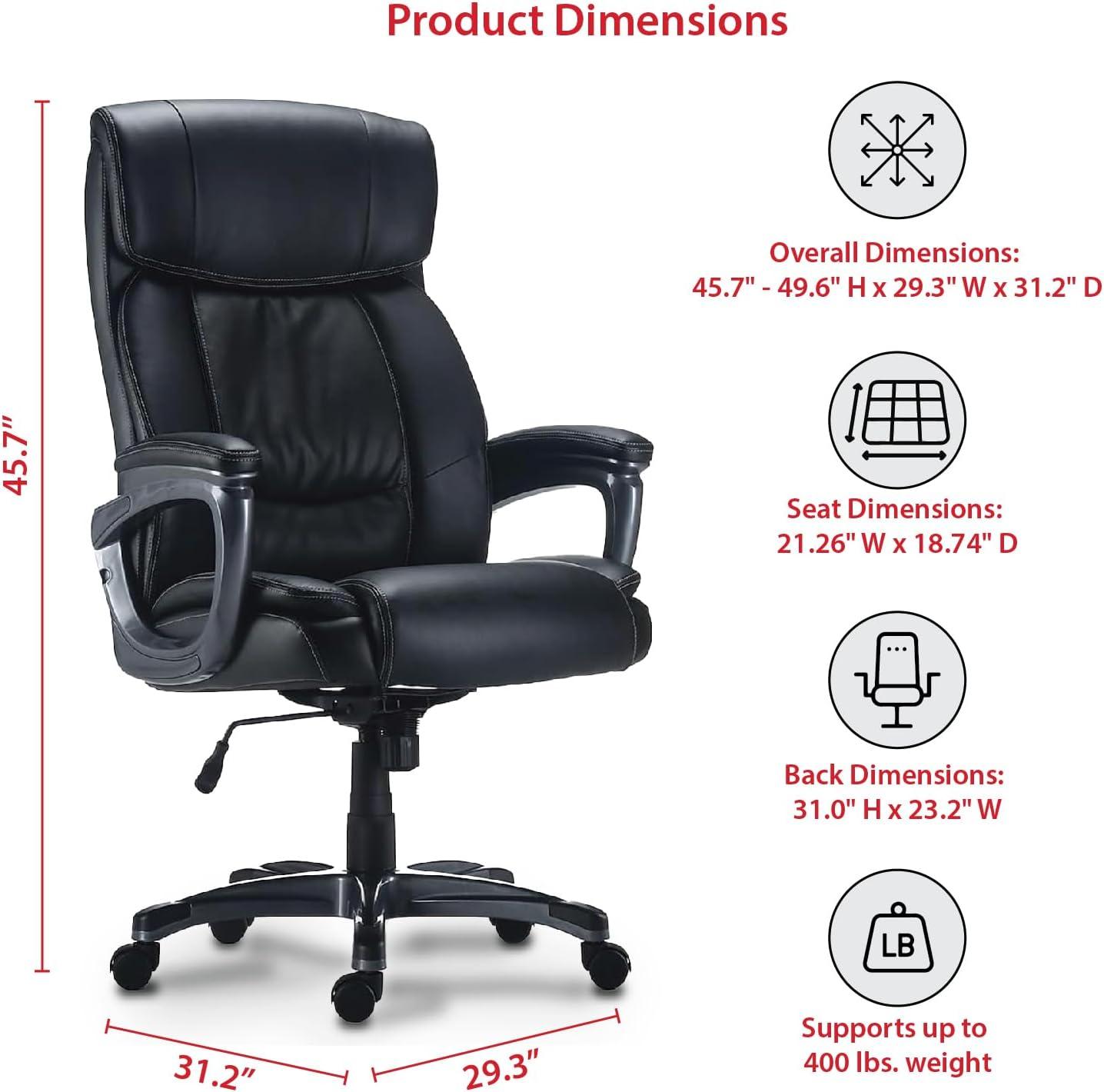 Black Bonded Leather Big & Tall Executive Office Chair