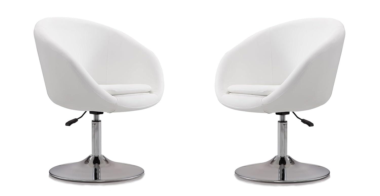 Faux Leather Swivel Barrel Chair