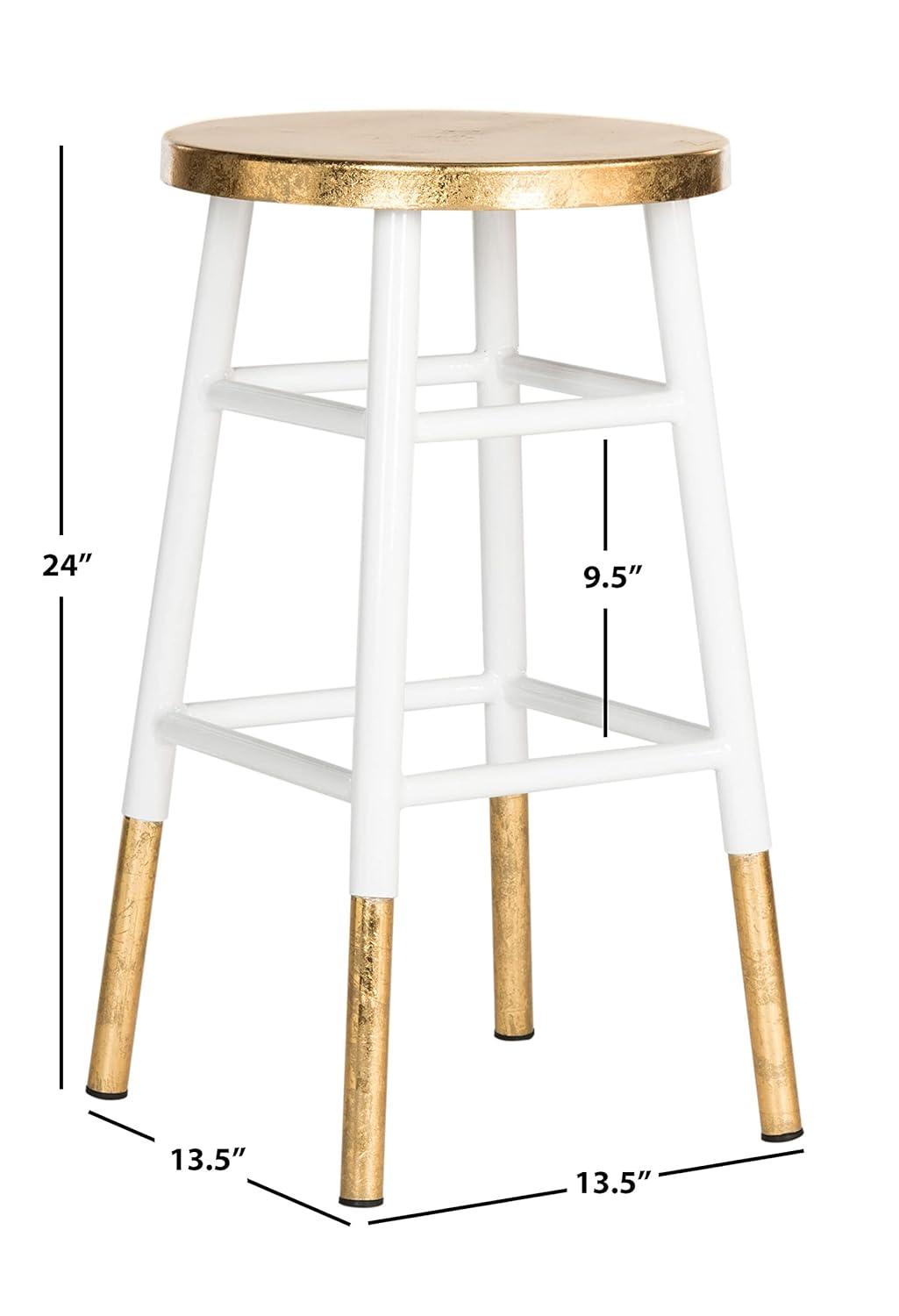 Emery Dipped Gold Leaf Counter Stool - FOX3231 - White/Gold - Safavieh Couture