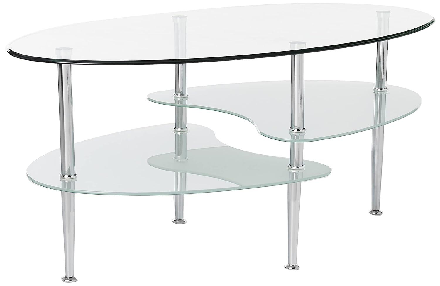 Walker Edison Mid-Century Modern Oval Glass Coffee Table