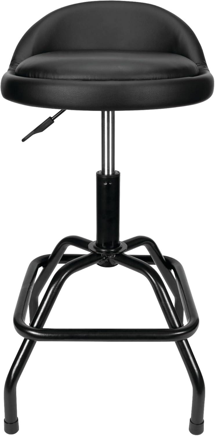 Performance Tool W85011 Pneumatic Swivel Bar Stool with Back Support, 360-Degree Swivel, Heavy Duty Steel Frame, Black