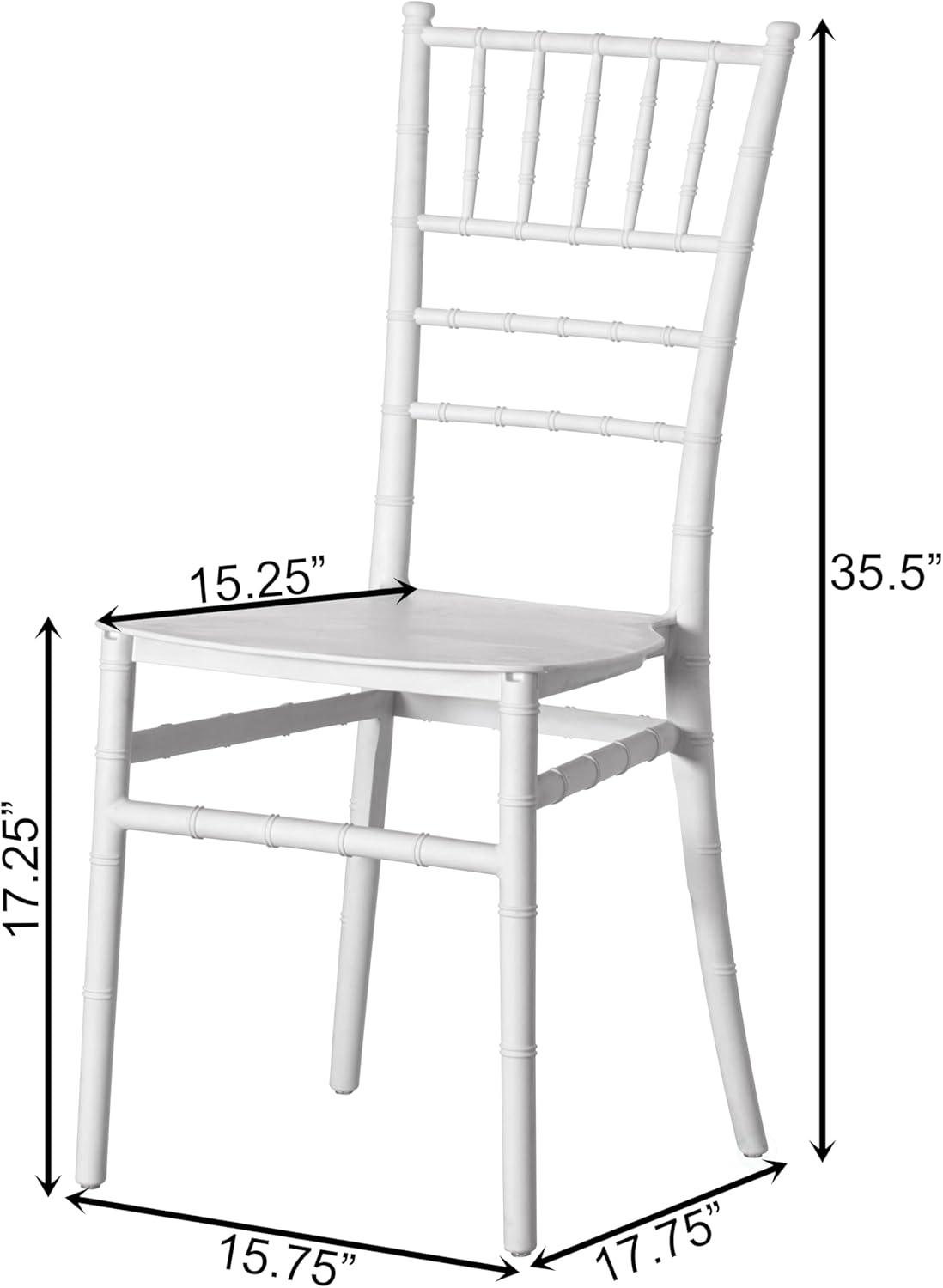 Fabulaxe Modern White Stackable Chiavari Dining Chair, Seating for Dining, Events and Weddings, Party Chair, White