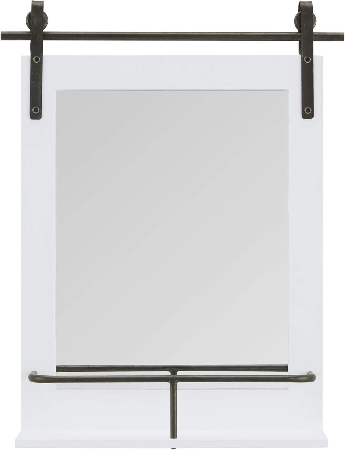 FirsTime & Co. White Ingram Barn Door Wall Mirror With Shelf, Farmhouse, Rectangular, 19.75 x 4.5 x 24.75 in
