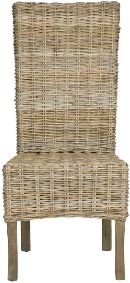 Quaker 19" H Rattan Side Chair (Set of 2) - FOX6521 - Natural Unfinished/Rustic Grey - Safavieh Couture