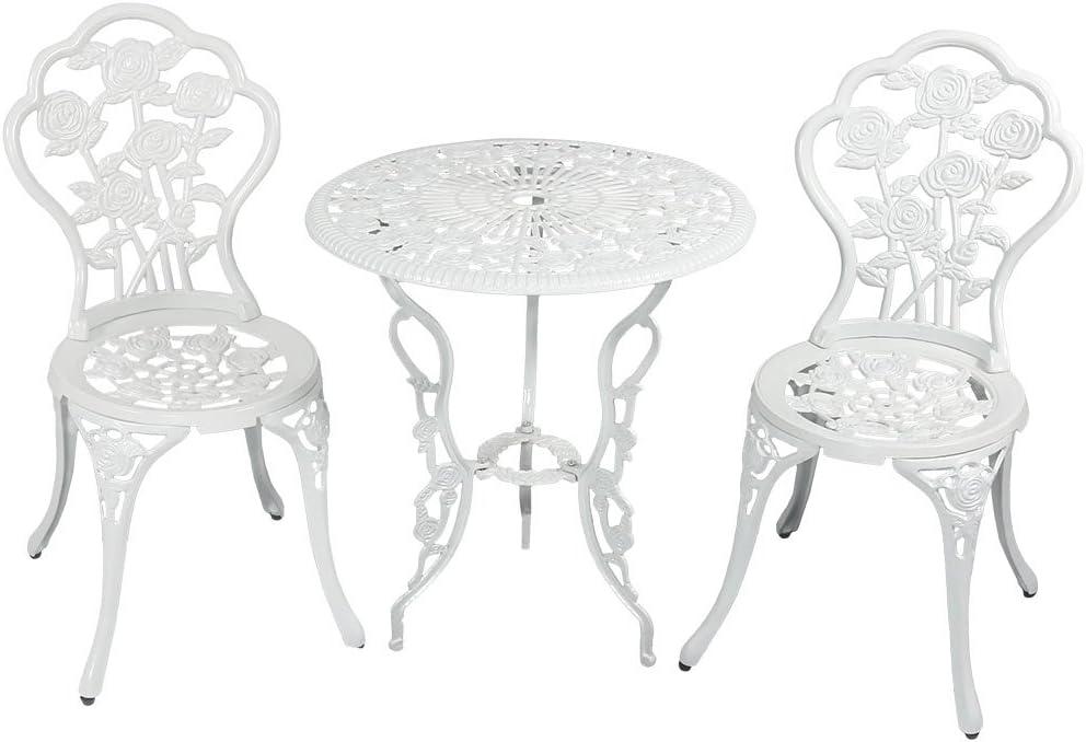 Fleur De Lis Living Patio Bistro Set.Rust-Resistant Cast Alumin...