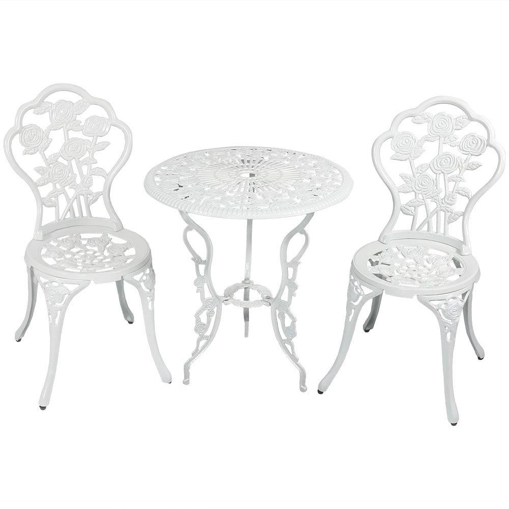 Fleur De Lis Living Patio Bistro Set.Rust-Resistant Cast Alumin...