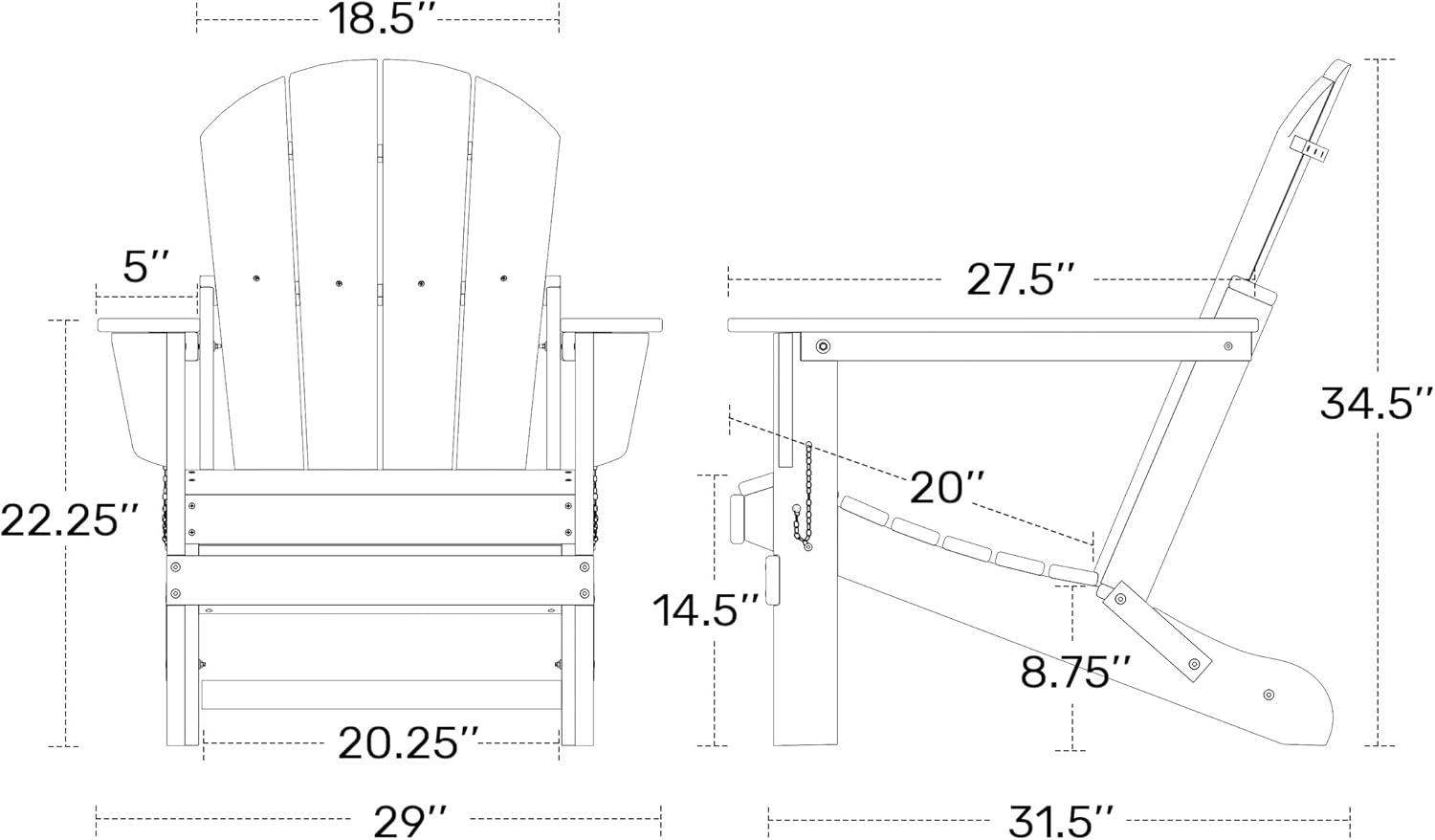 Westin Outdoor Braxton Folding Plastic Adirondack Chair - Black (Set of 2)