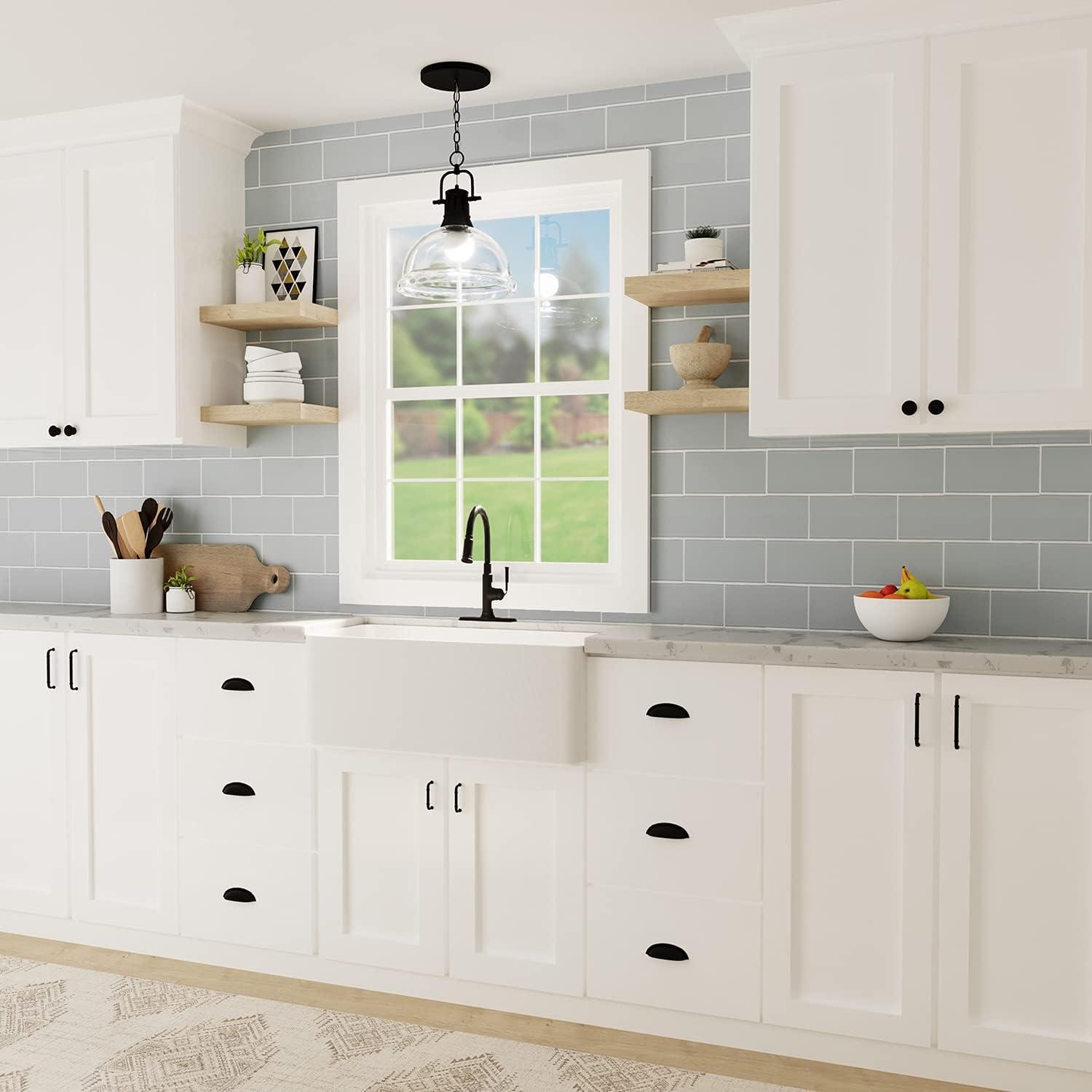 Cottage Kitchen Cabinet Handles, Solid Core Drawer Pulls for Cabinet Doors, 3"