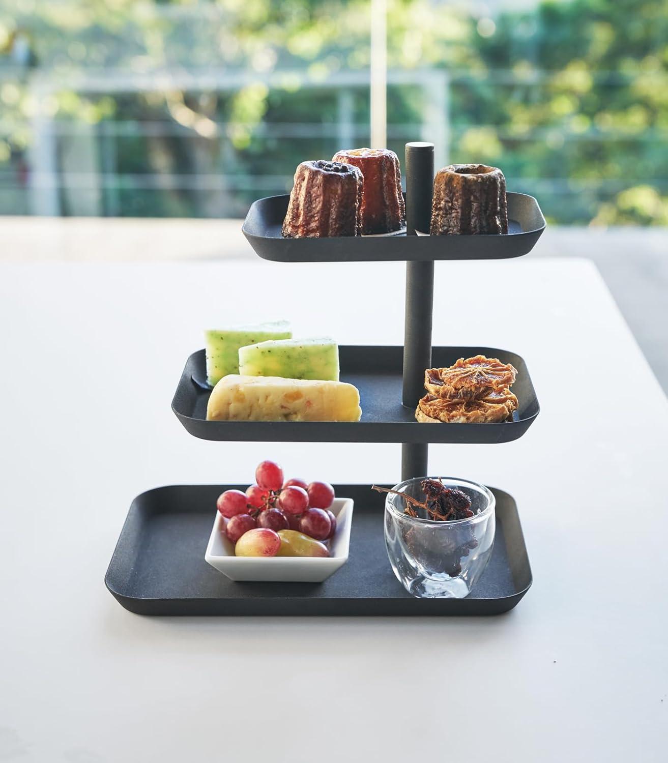 Tower Yamazaki Home 3-Tier Serving Stand, Appetizer Tray Organizer For Party Or Kitchen, Steel
