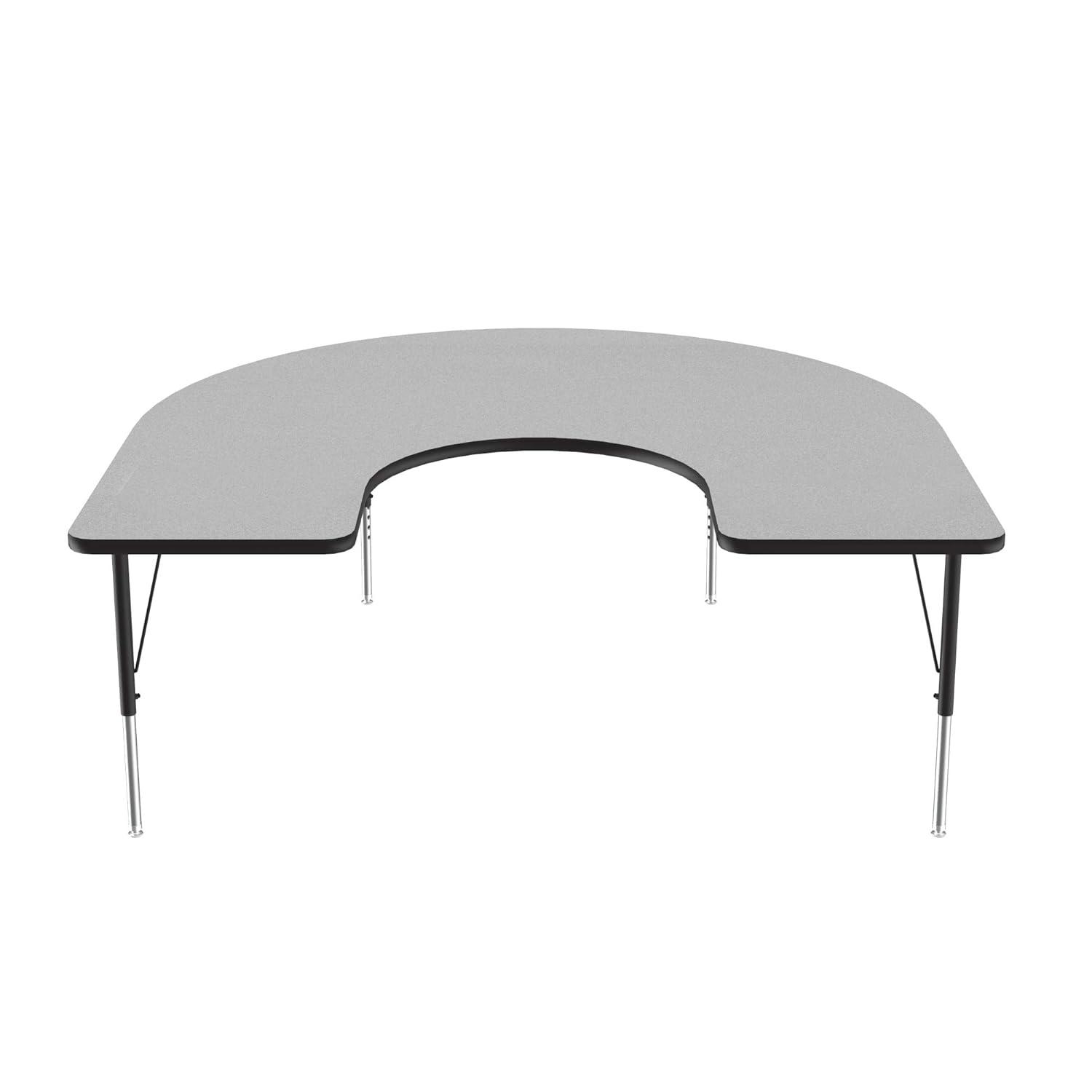 Gray Horseshoe Shaped Adjustable Height Particle Board Activity Table