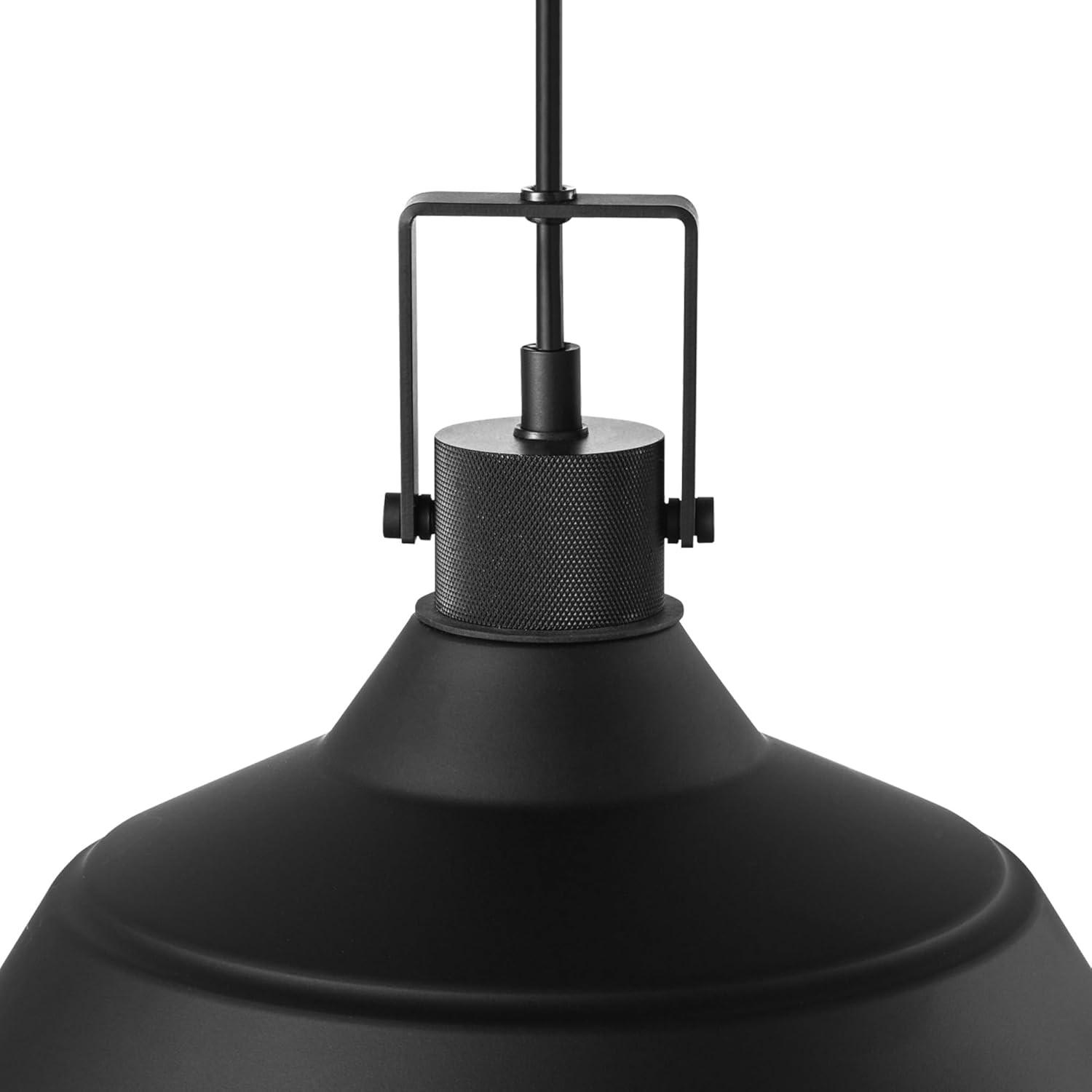 1-Light Matte Black Outdoor Indoor Pendant Lighting with Textured Socket