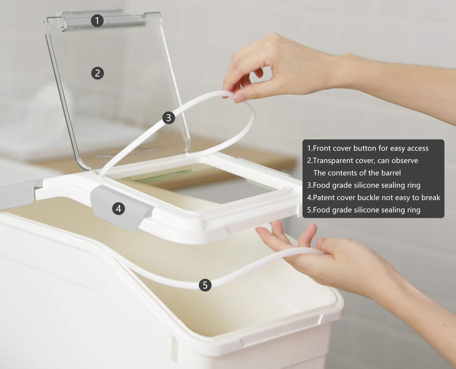 2 Pack Dog Food Storage Container With Scoop,Large Airtight Pet Dog Food Bin,Container For Dog Treats Rice,Dog Cat Dry Food Bin,Baking Supplies,Flour,Rice,Kitchen Pantry Cereal(10 LB)