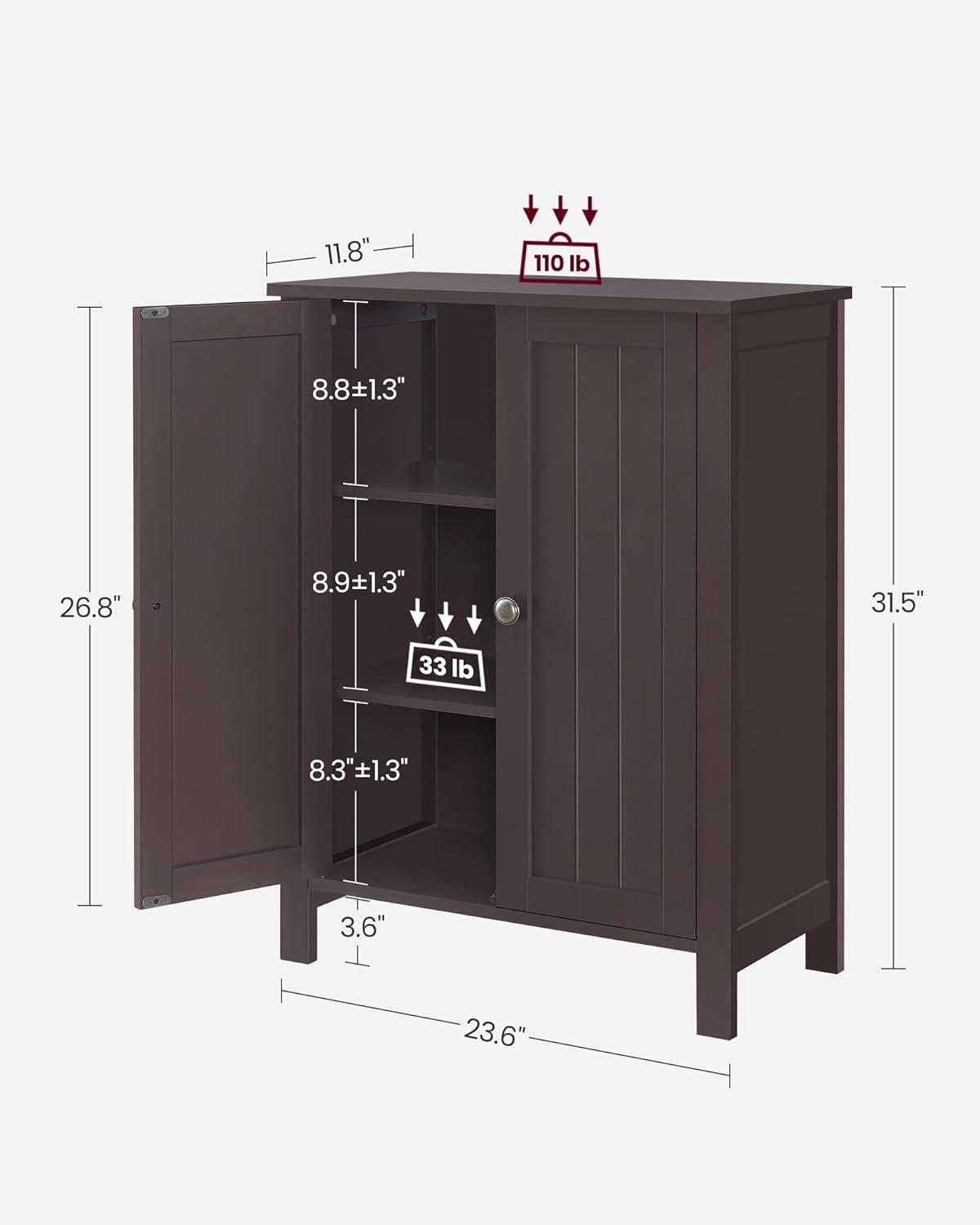 Brown MDF Living Room Cabinet with Adjustable Shelving