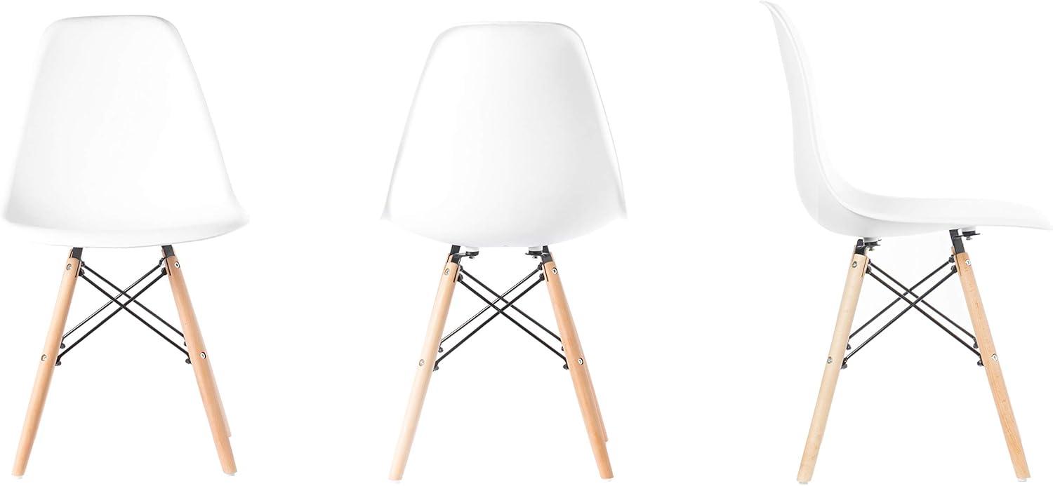 Fabulaxe Mid-Century Modern Style Plastic DSW Shell Dining Chair with Solid Beech Wooden Dowel Eiffel Legs