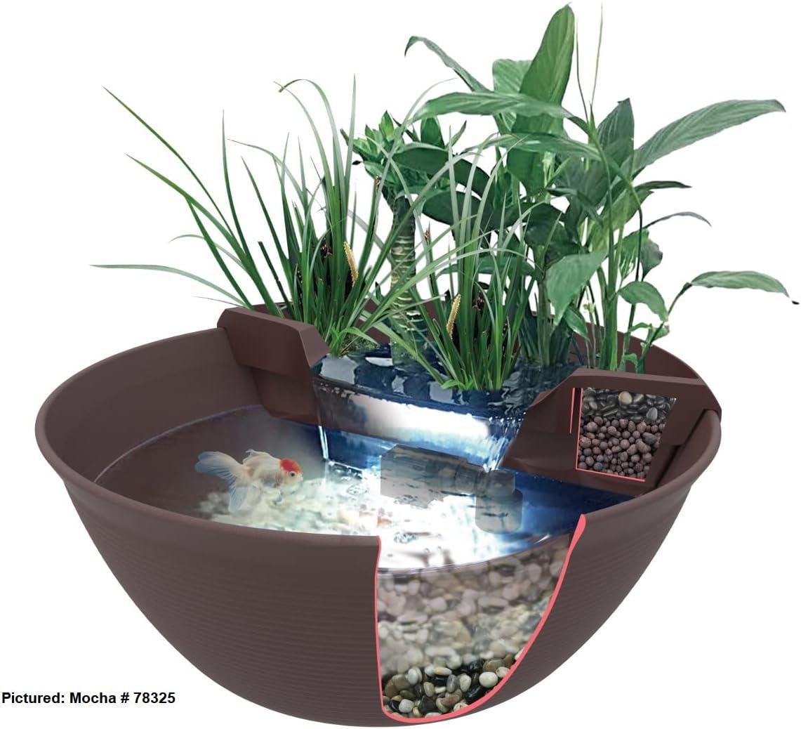 Mocha Mini Pond Kit with Waterfall and LED Light