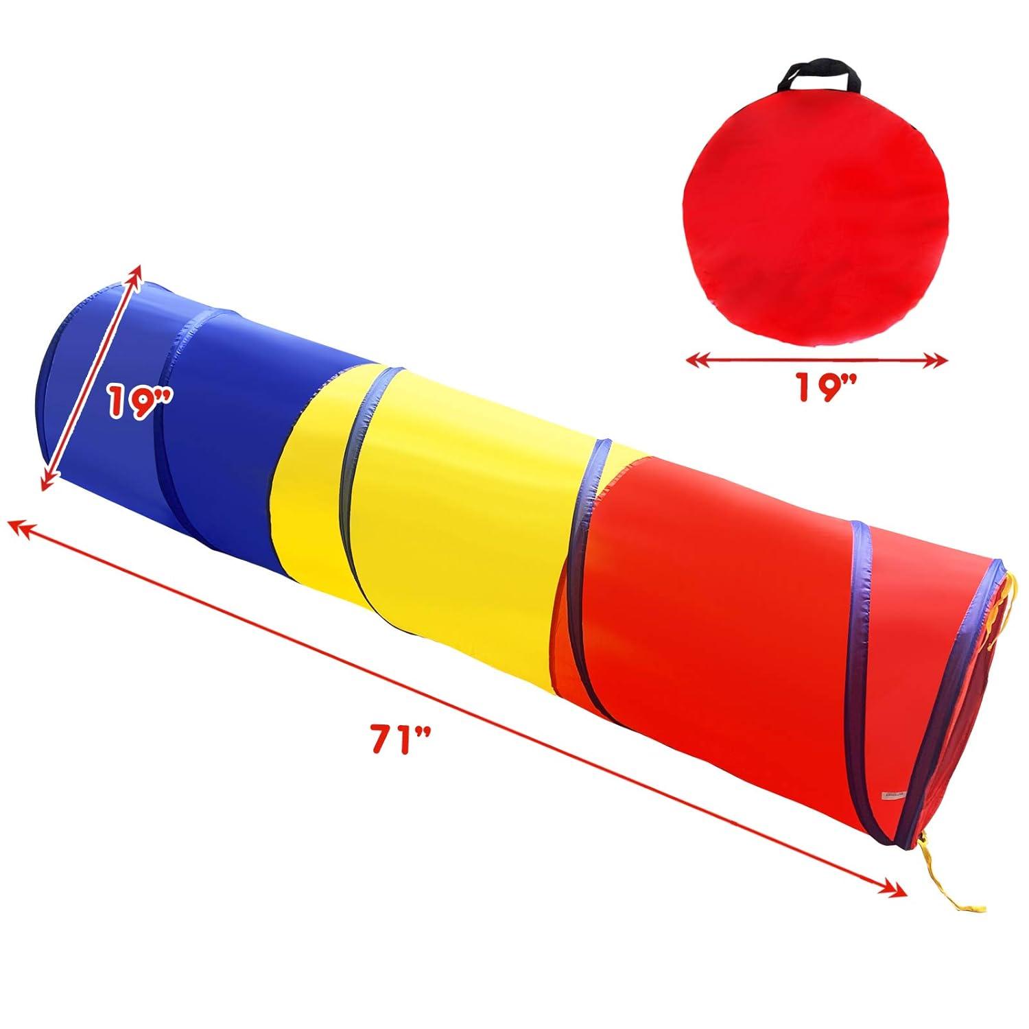 Kids Play Tunnel for Toddlers, Pop Up Crawl Through Tunnel Play Tent for Baby Infant Children or Dog, Kids Tunnel Toys or Gift Indoor & Outdoor (Classic Crawling Tunnel)