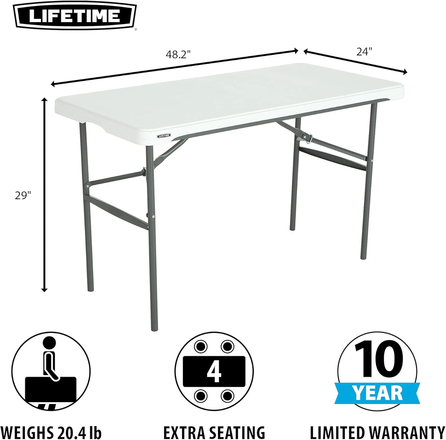 Lifetime 4 Foot Nesting Rectangle Table, Indoor/Outdoor Commercial Grade, White Granite (280478)