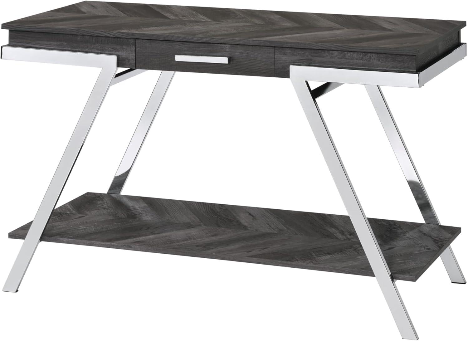 Roma Sofa Table Metal and Wood Dark Gray - Steve Silver Co.