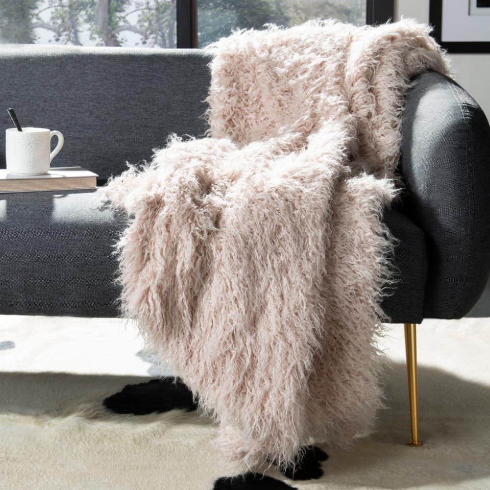 Faux Sheepskin Throw Blanket - Taupe - 50" x 60" - Safavieh .