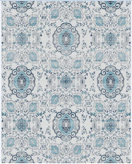 Machine Washable Thin Area Rug - Oriental Vintage Rust Red Kitchen, Bedroom, Hallway, Bathroom, and Entryway 3x5 Rugs - Stain and Water-Resistant - Non-Slip - Pet and Kid Friendly