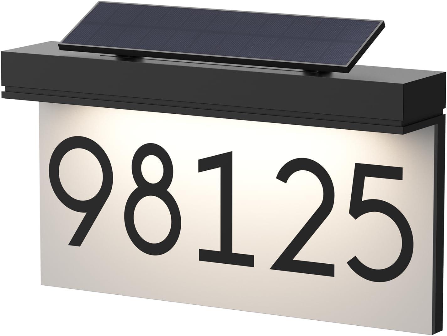 House Numbers Address Plaques For Houses Solar Powered Adjustable Solar Panel, 3 Lighting Colors Lighted House Numbers Address Sign, Address Sign For Outside Waterproof