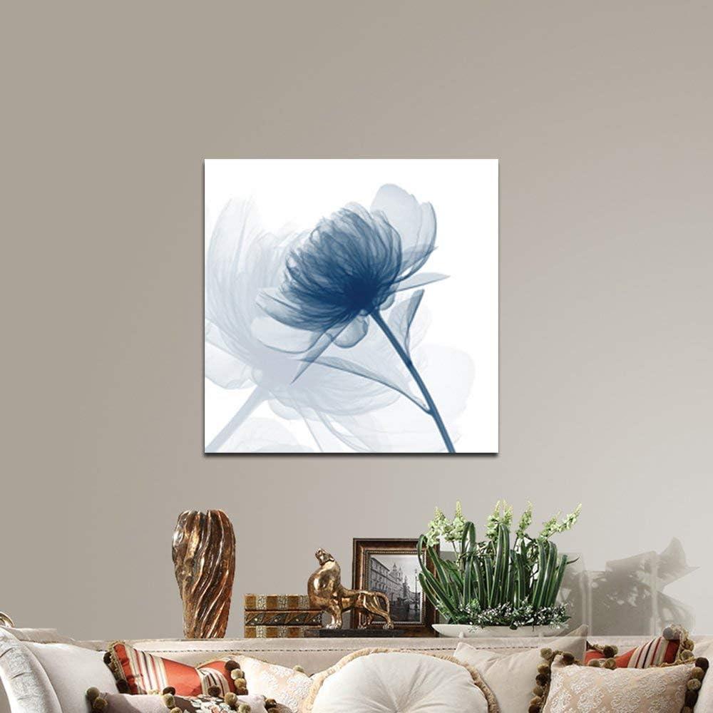 Blue Floral Abstract Canvas Wall Art 24x24