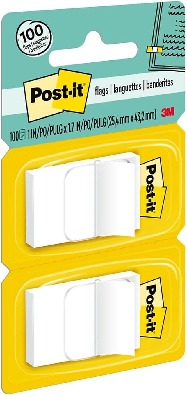 Post-it Standard Page Flags in Dispenser White 100 Flags/Dispenser 680WE2